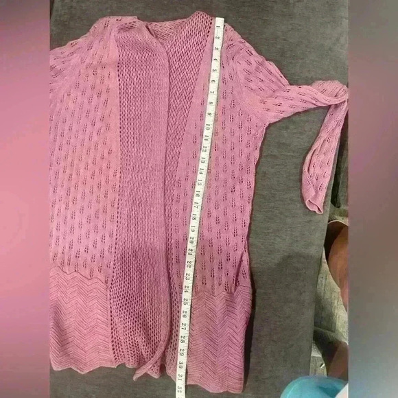 Elegant Mauve Open-Knit Cardigan by Belldini, Size XL - Picture 7 of 8